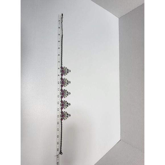 17" Pink Cabochon Rhinestone Statement Choker Necklace - Picture 7 of 7